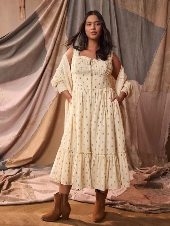 torrid Dresses & Skirts - Torrid Festi Ivory Tie-Front Tiered Sleeveless Boho Dress Plus Size 1X Nwt